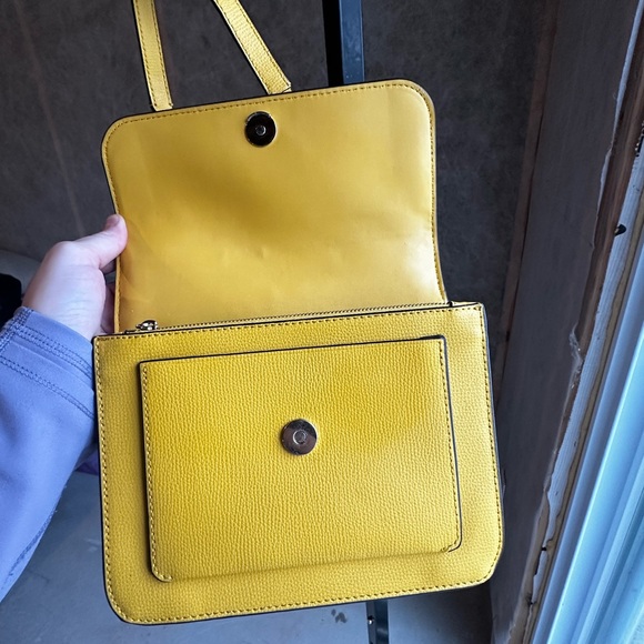 Kate Spade Remi Flap Sunflower Yellow Leather Crossbody Gold Chain Strap - Picture 5 of 13